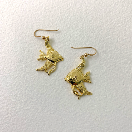 Angelfish Earrings, Gold