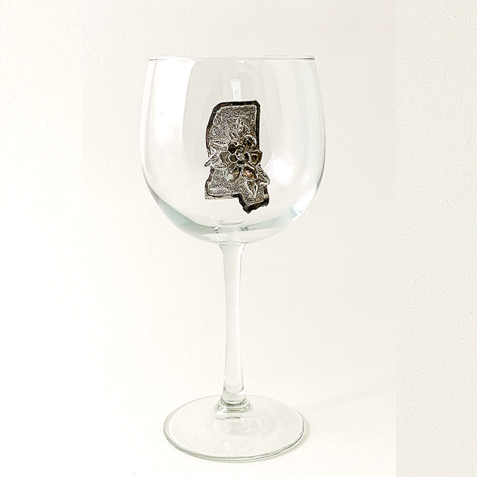 Red Wine Glass Mississippi Map