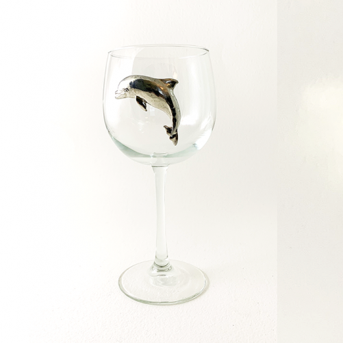 Dolphin Red Wine Glass