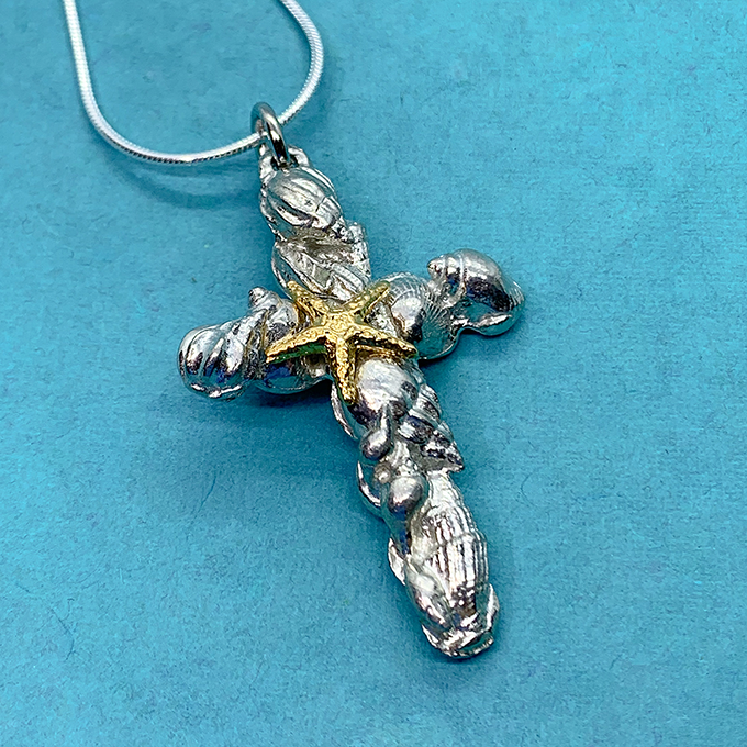 Cross Shells and starfish Necklace